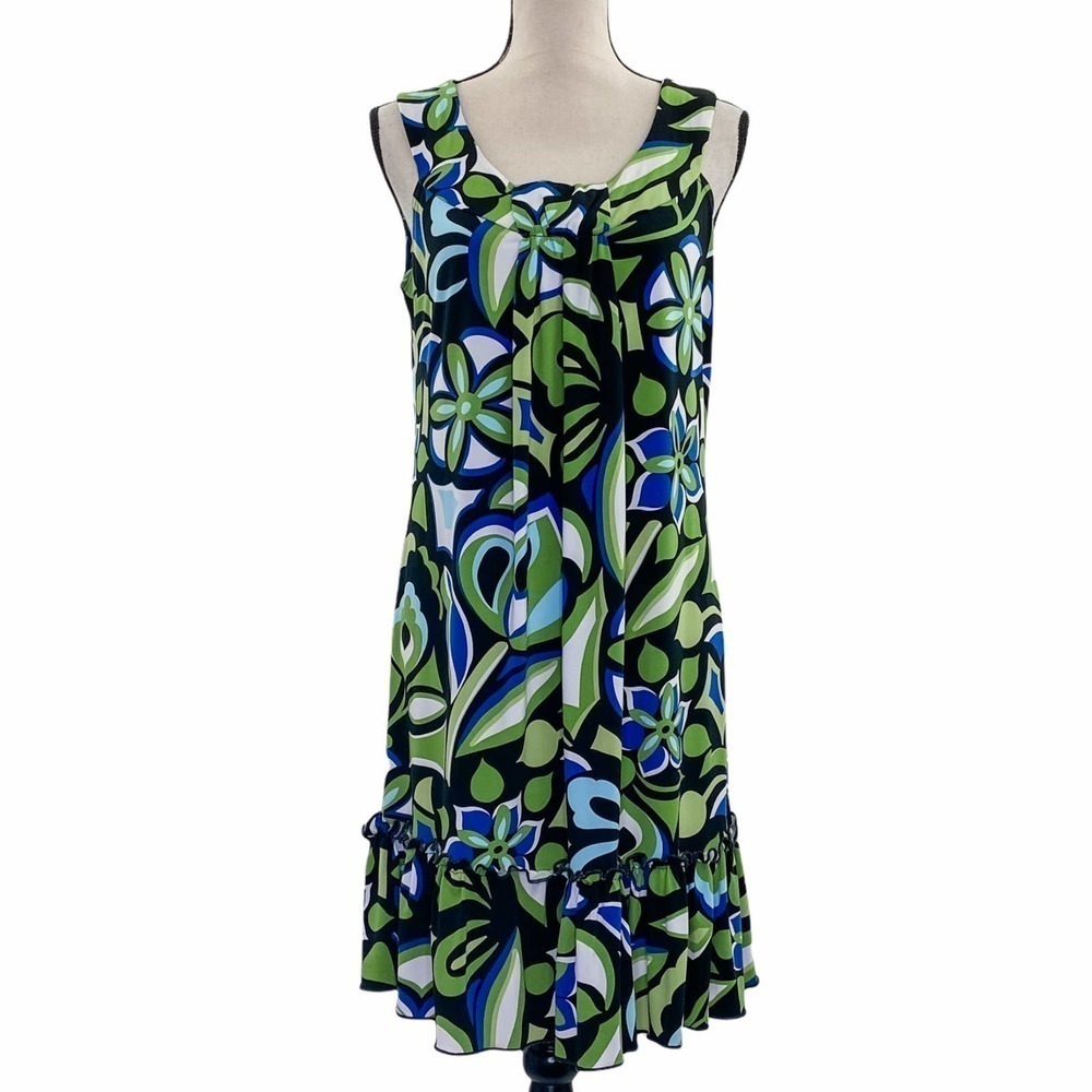 EN Focus Studio Multicolored Abstract Floral Sleeveless Mini Fit & Flare Dress